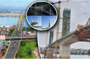 ស្ពានខ្សែកាបឫស្សីកែវឆ្លងកាត់ទន្លេសាប សម្រេចលទ្ឋផលបាន ៨៩%